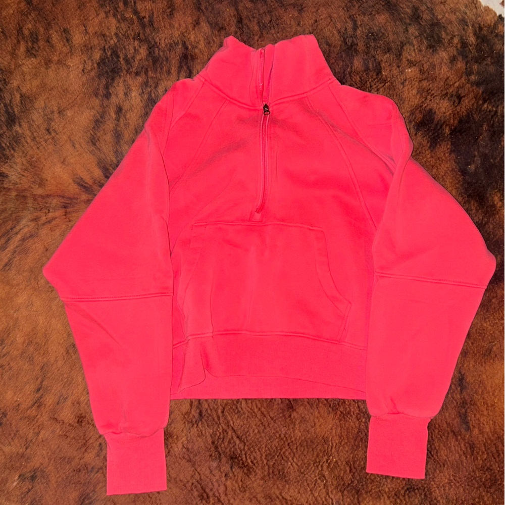Vibrant pink Half-Zip Sweatshirt with front pocket